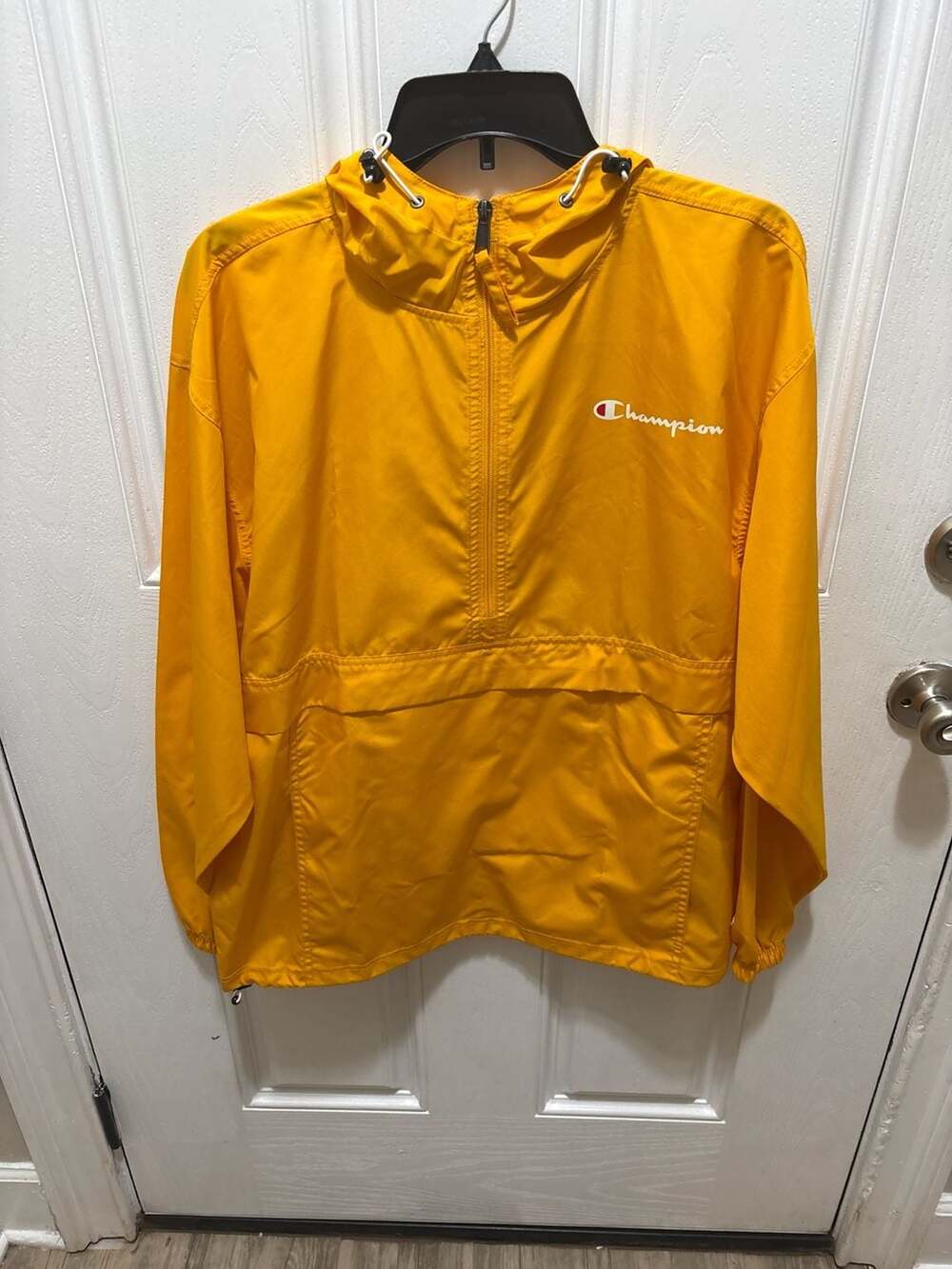 Champion Yellow Half-Zip Packable Windbreaker Jacket Size M